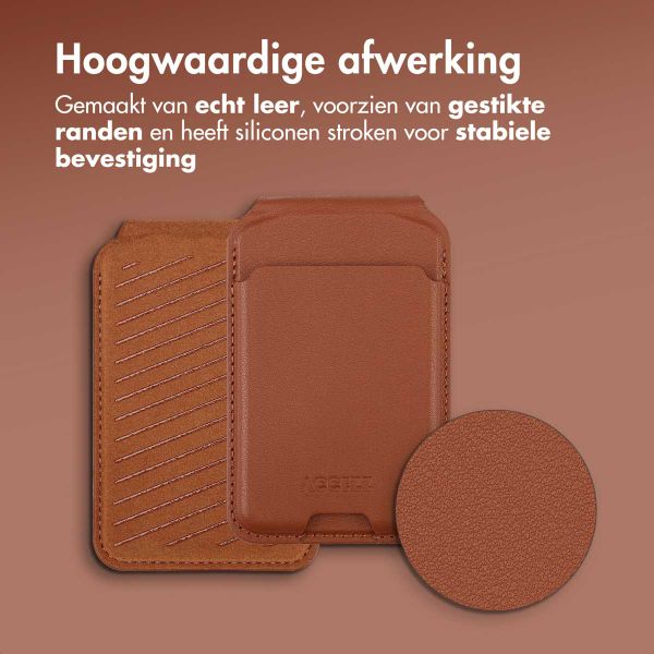 Accezz Leren Wallet met standaard - Geschikt voor MagSafe en Qi2 - Sienna Brown