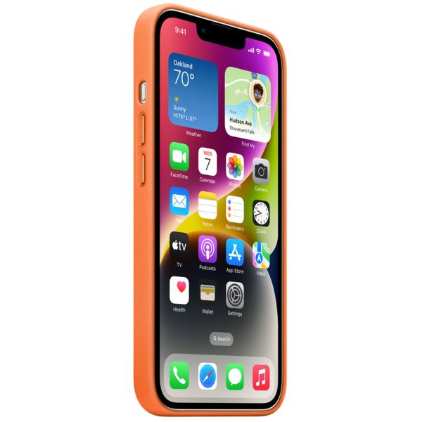 Apple Leather Back Cover with MagSafe Apple iPhone 14 - Orange