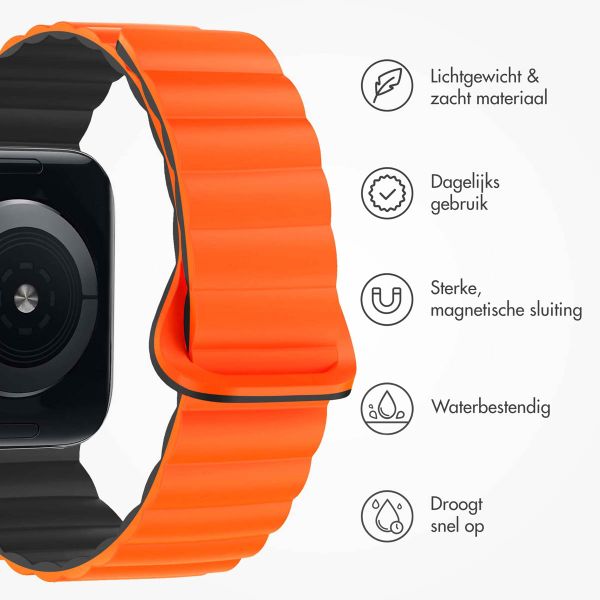 imoshion Magnetisch Siliconen bandje Apple Watch Series 1 t/m 11 / SE / Ultra (44/45/46/49 mm) - Oranje & Zwart