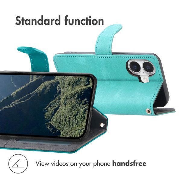 imoshion Bookcase with Strap Apple iPhone 16 - Turquoise
