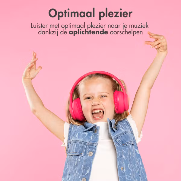 imoshion Draadloze Kinderkoptelefoon LED Light - Decibelbegrenzer - Met AUX kabel - Hot Pink