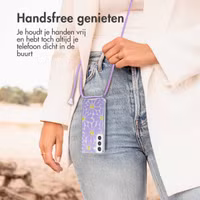 imoshion Design hoesje met koord Samsung Galaxy S21 FE - Tropical Violet Flowers Connect