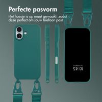 Selencia Siliconen hoesje met afneembaar koord Apple iPhone 17 - Donkergroen