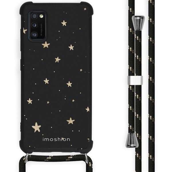 imoshion Design hoesje met koord Samsung Galaxy A41 - Sterren - Zwart / Goud