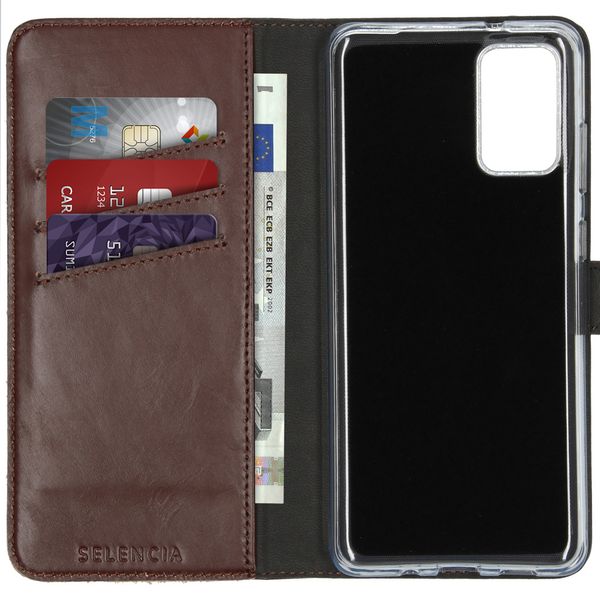 Selencia Echt Leren Bookcase Samsung Galaxy S20 Plus - Bruin
