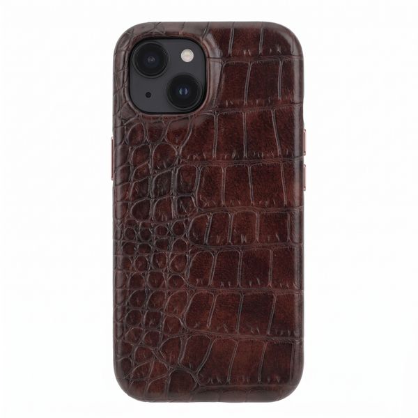 Selencia Croco Backcover met MagSafe Apple iPhone 15 - Choco Brown