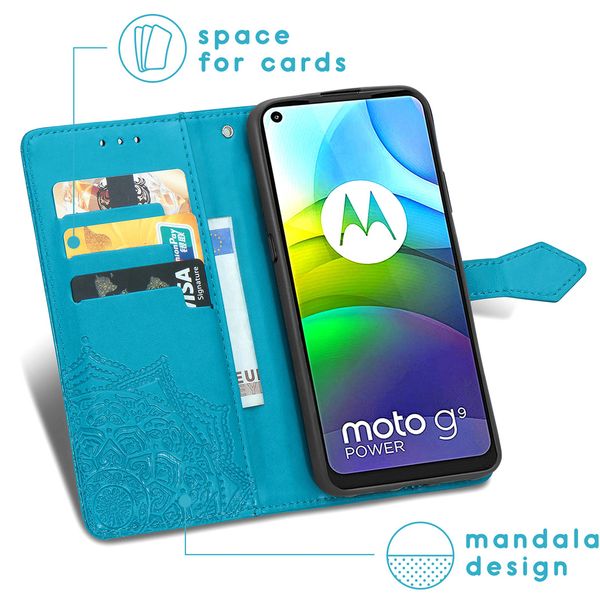 imoshion Mandala Bookcase Motorola Moto G9 Power - Turquoise