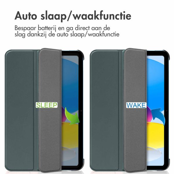 imoshion Trifold Bookcase Apple iPad 11 (2025) 11 inch A16 / iPad 10 (2022) 10.9 inch - Donkergroen