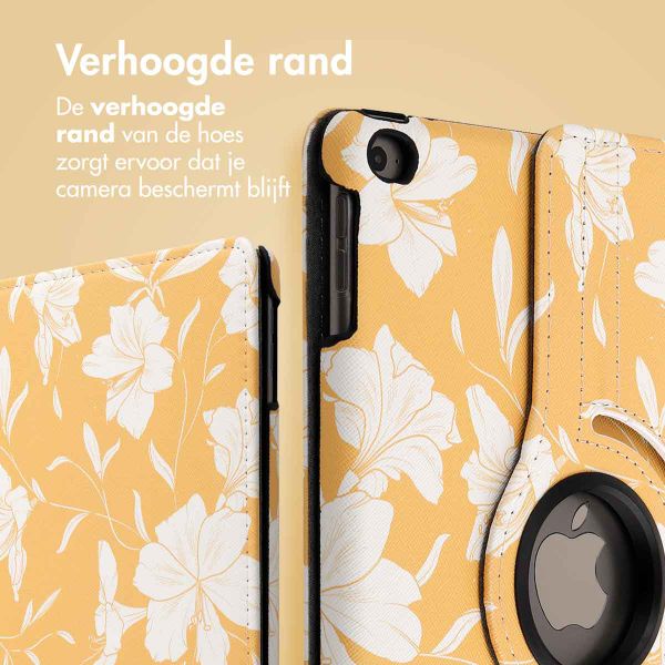 imoshion 360° Draaibare Design Bookcase Apple iPad 6 (2018) 9.7 inch / iPad 5 (2017) 9.7 inch - Yellow Flowers