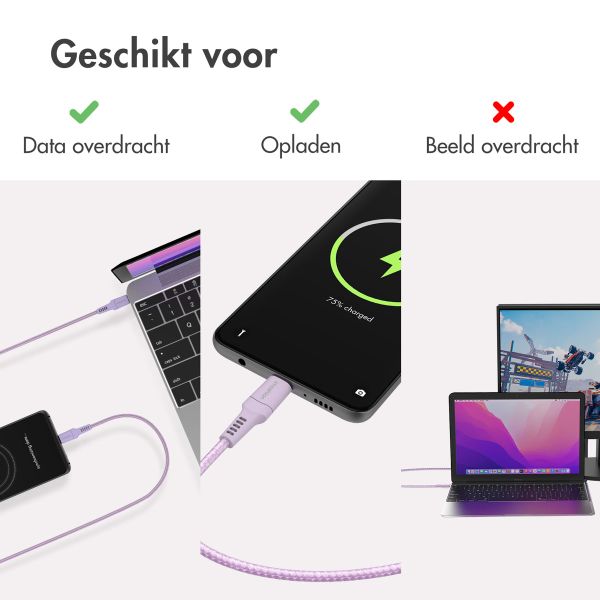 imoshion Braided USB-C naar USB-C kabel - 1 meter - Lila