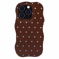 Selencia Vivid Wavy Backcover met MagSafe Apple iPhone 16 Pro - Happy Dots Chocolate