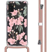 imoshion Design hoesje met koord Samsung Galaxy A41 - Bloem - Roze / Groen