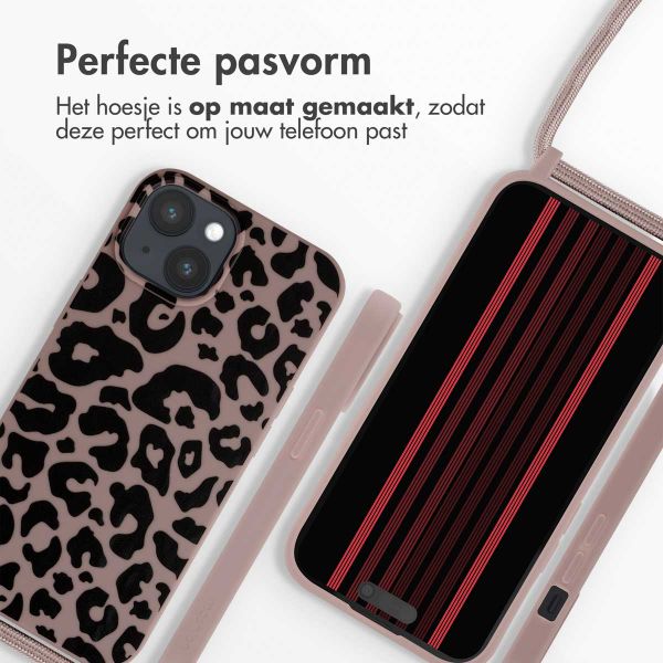 imoshion Siliconen design hoesje met koord Apple iPhone 15 - Animal Pink