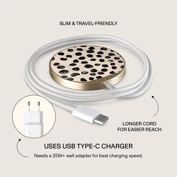 Burga Wireless Magnetic Charger - MagSafe and Qi2 - Almond Latte / Gold