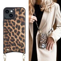 Selencia Nova Backcover met koord en pashouder iPhone 14 - Leopard