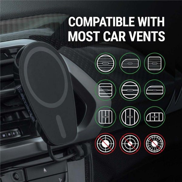 Scosche Magic Mount PRO (Gen 6) Draadloze MagSafe Autolader - Dashboard / Ventilatierooster - Zwart