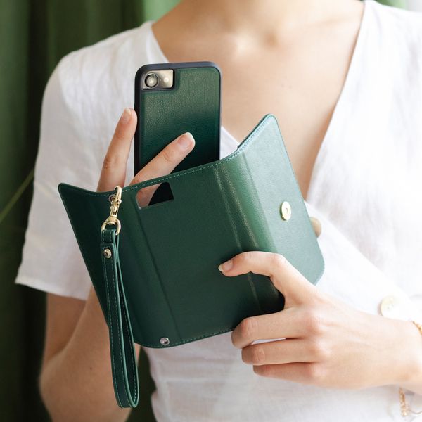 Selencia Eny Uitneembare Vegan Lederen Clutch iPhone 11 - Groen