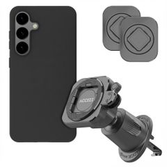 Accezz EasyLock telefoonhouder auto - inclusief hoesje Samsung Galaxy S24 - Ventilatierooster - 360 graden draaibaar - Zwart