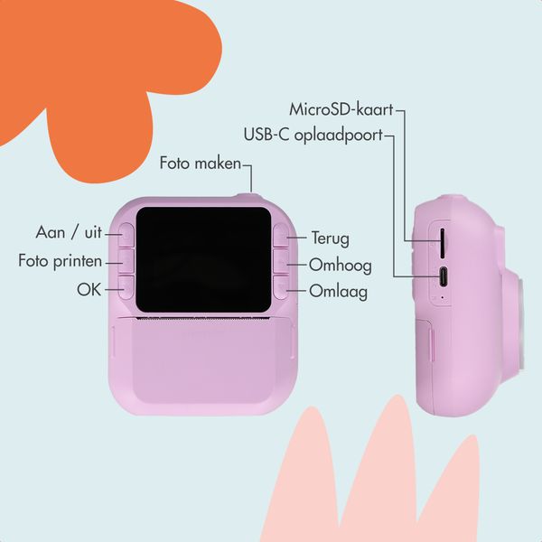 imoshion Kids Camera met Fotoprinter - Kindercamera - Foto's/Video's/Spelletjes - Lila