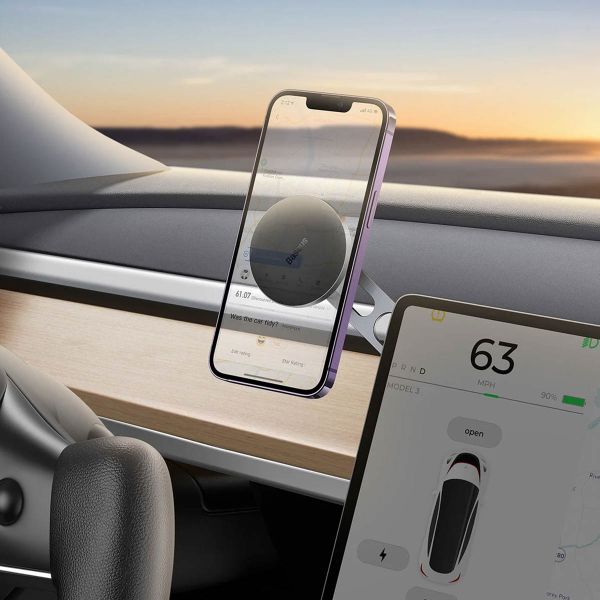 Baseus T-Space Series Magnetische Telefoonhouder auto - Dashboard en middenconsole - MagSafe - Frost Silver