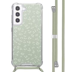 imoshion Design hoesje met koord Samsung Galaxy S21 FE - Smoke Green Flowers