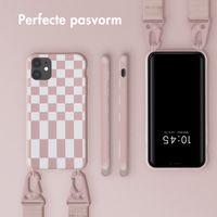 Selencia Siliconen design hoesje met afneembaar koord Apple iPhone 11 - Irregular Check Sand Pink