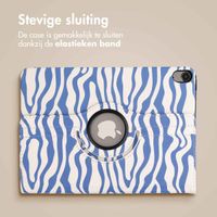 imoshion 360° Draaibare Design Bookcase Apple iPad Air 5 (2022) / Air 4 (2020) - White Blue Stripes