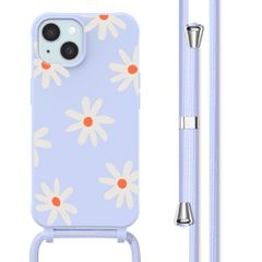 imoshion Siliconen design hoesje met koord Apple iPhone 15 - Lila Flower Distance