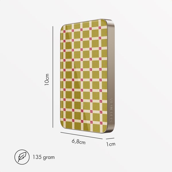 Selencia Vivid Powerbank 5.000 mAh - Draadloze Powerbank - MagSafe en Qi - Desert Gold / Check This Olive