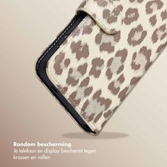 Selencia Sabi Bookcase met Panterprint Samsung Galaxy S25 / S24 - Soft Ivory