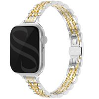 Selencia Slim Steel Jubilee Inspired schakelbandje Apple Watch Series 1 t/m 9 / SE (38/40/41 mm) | Series 10 (42 mm) - Zilver & Goud