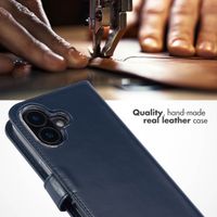 Selencia Genuine Leather Book Case Apple iPhone 16 Plus - Blue