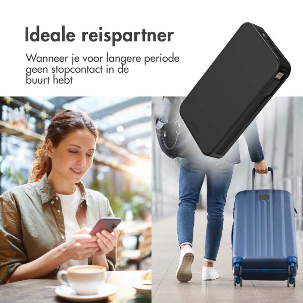 Accezz Powerbank 10.000 mAh met geïntegreerde kabels - Quick Charge en Power Delivery - Zwart