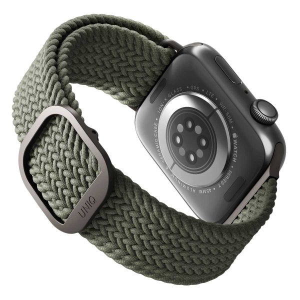 Uniq Aspen Braided bandje Apple Watch Series 1 t/m 9 / SE (38/40/41 mm) | Series 10 / 11 (42 mm) - Cypress Green