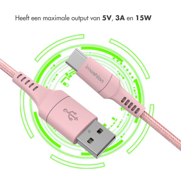 imoshion Braided USB-C naar USB kabel - 1 meter - Roze