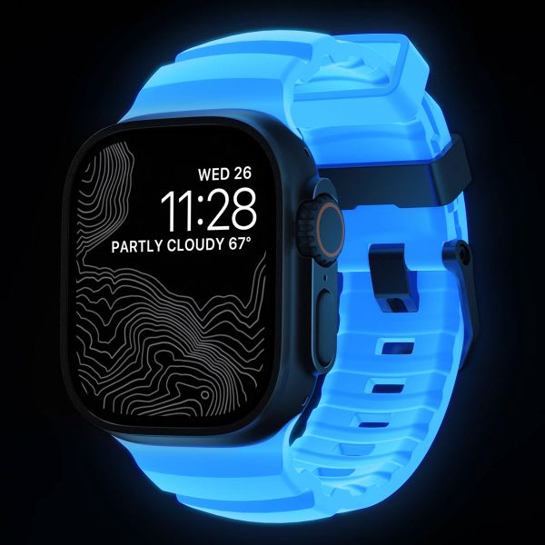 Nomad Rocky Point Band Apple Watch | 44/45/46/49 mm - Icy Blue Glow/Black