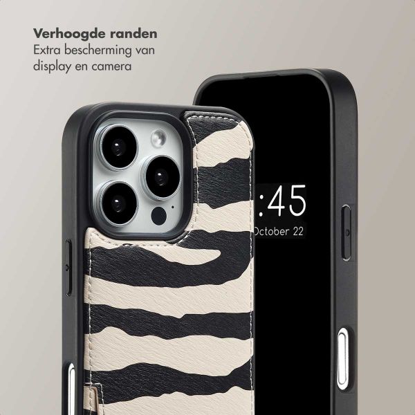 Selencia Nova Telefoonhoes met Koord en Pashouder Apple iPhone 16 Pro - Zazzy Zebra