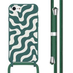 imoshion Siliconen design hoesje met koord iPhone SE (2022 / 2020) / 8 / 7 - Petrol Green Groovy