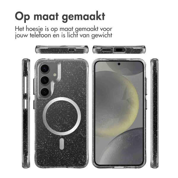 imoshion Clear Glitter Backcover met MagSafe Samsung Galaxy S24 - Zilver
