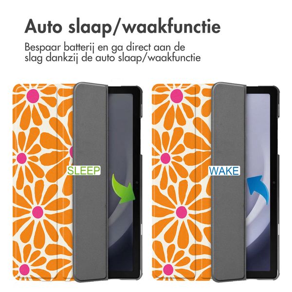 imoshion Design Trifold Bookcase Samsung Galaxy Tab A11 Plus / A9 Plus - Orange Flower Connect
