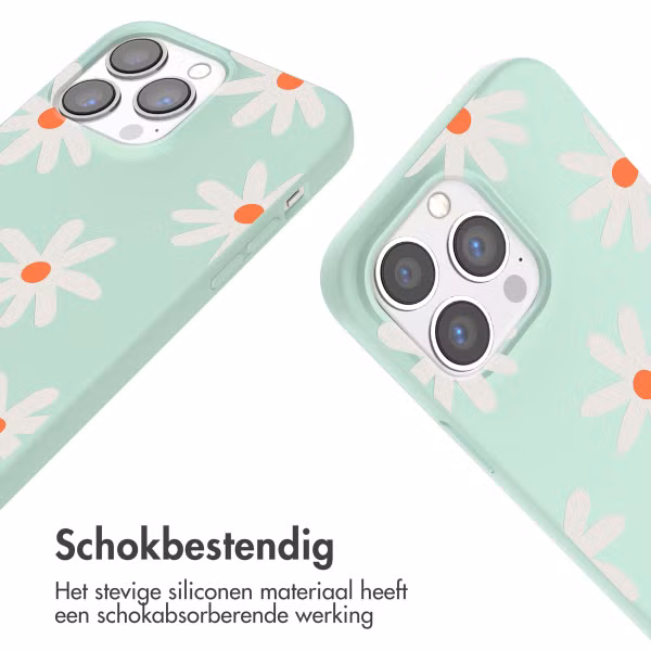 imoshion Siliconen design hoesje met koord Apple iPhone 13 Pro - Green Flower Distance