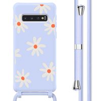 imoshion Siliconen design hoesje met koord Samsung Galaxy S10 - Lila Flower Distance