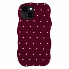 Selencia Vivid Wavy Backcover met MagSafe Apple iPhone 14 / 13 - Happy Dots Burgundy