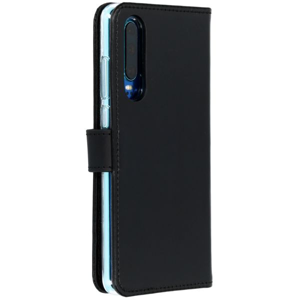 Selencia Echt Leren Bookcase Huawei P30 - Zwart