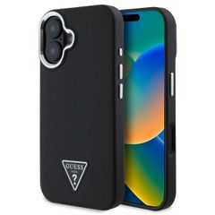 Guess Grained Triangle Case MagSafe iPhone 16 - Black