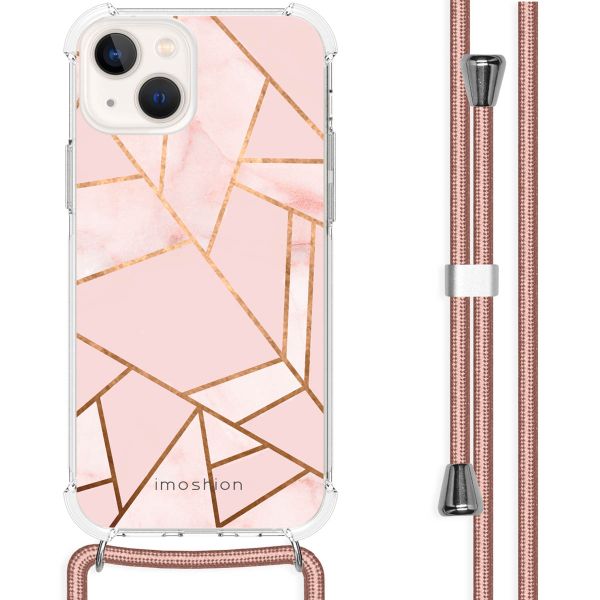 imoshion Design hoesje met koord iPhone 14 - Grafisch Koper - Roze / Goud