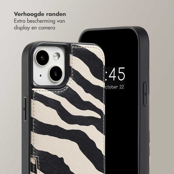 Selencia Nova Telefoonhoes met Koord en Pashouder Apple iPhone 14 / 13 - Zazzy Zebra