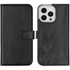 Selencia Echt Leren Bookcase iPhone 14 Pro Max - Zwart
