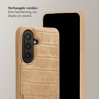 Selencia Nova Croco Telefoonhoes met Koord en Pashouder Samsung Galaxy A57 (5G) - Toasted Almond