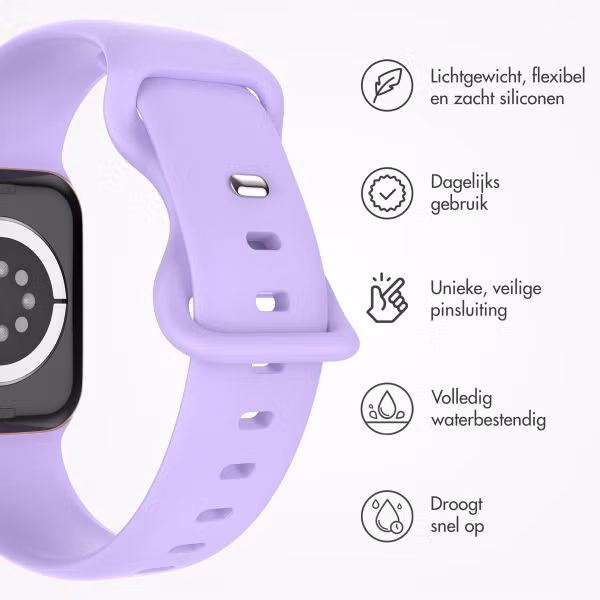 imoshion Siliconen⁺ bandje Apple Watch Series 1 t/m 9 / SE (38/40/41 mm) | Series 10 / 11 (42 mm) - Maat S/M - Lila